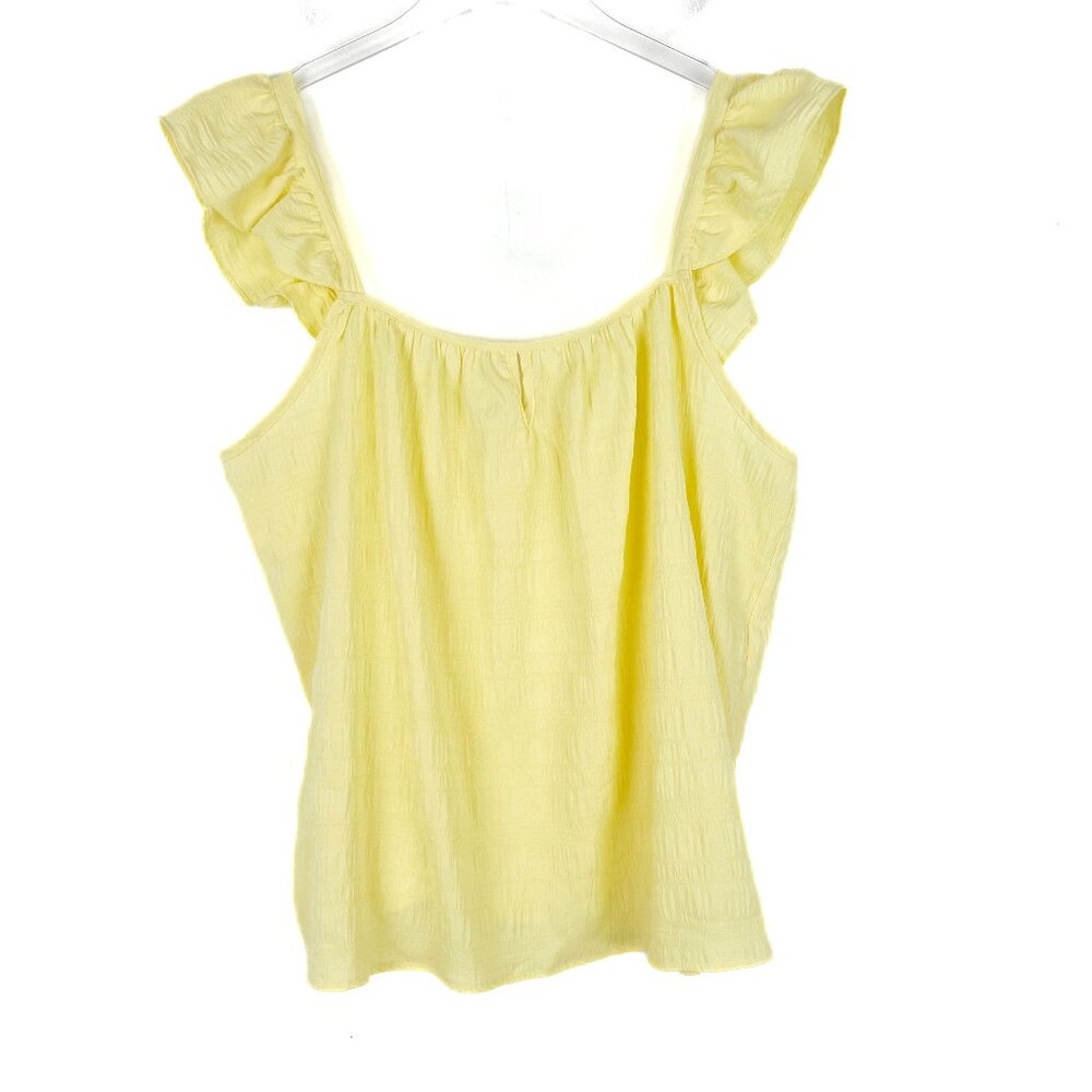 NWOT Stitch Fix Kaileigh Ruffle Sleeve Gauze Tank Top Yellow Plus Size 1XL NEW